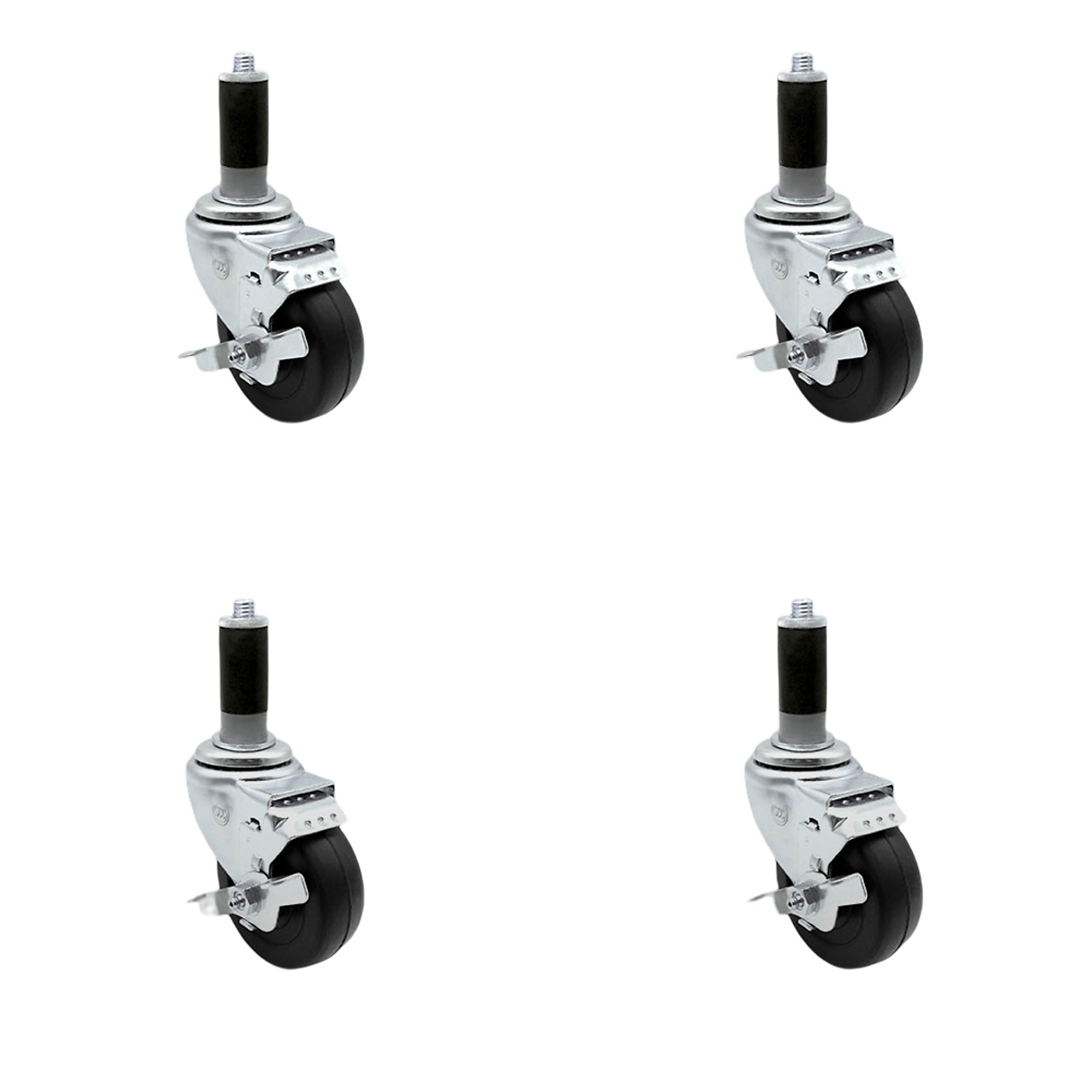 Service Caster, 3in. x 1 1/4in. Stem Casters, Wheel Diameter 3 in